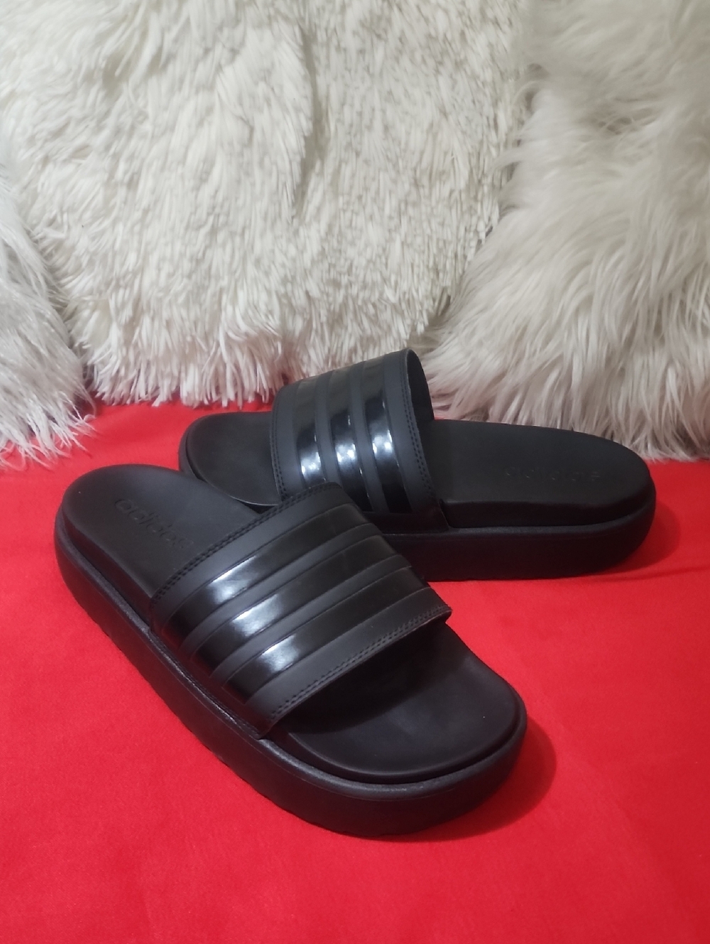 adidas Adilette Platform Black Slide Sandals - Simple Casual Slides